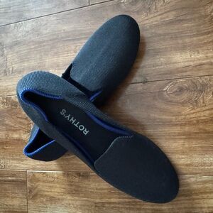 Rothy's Black Flats with Blue Accent